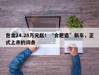 包含24.28万元起！“合肥造”新车，正式上市的词条